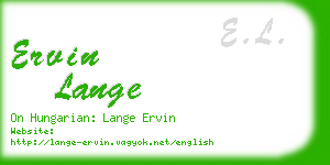 ervin lange business card